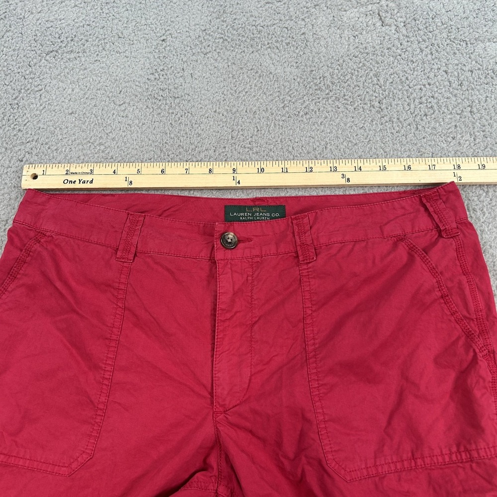 Lauren Ralph Lauren Pants Womens 12 Red Straight Leg Casual 100% Cotton Pockets - Picture 8 of 15